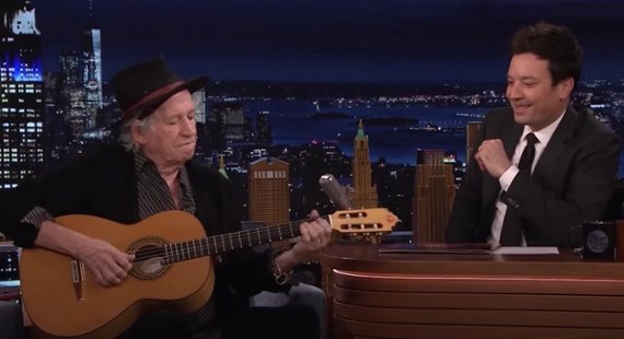 “Show the kids out there how it's done”: Watch Keith Richards play Rolling Stones classics on a 5-string guitar with Jimmy Fallon