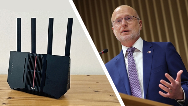 An Asus router and FCC chairman Brendan Carr