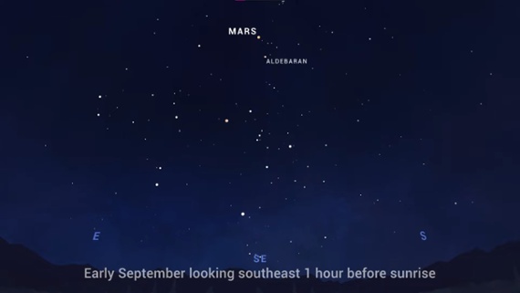 Catch Mars near the bright star Aldebaran Tuesday night (Sept. 6)