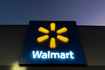Walmart logo is seen on the store in Austin, United States on October 20, 2025. (Photo by Jakub Porzycki/NurPhoto via Getty Images)