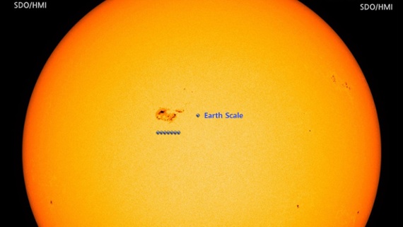 You can see a sunspot 7 times wider than Earth right now