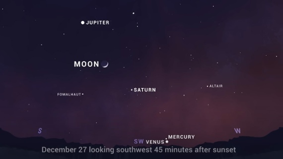 Rare alignment of the moon and 4 planets this week