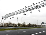 This photograph shows an electronic toll system on the Dutch highway A24 in Vlaardingen on November 27, 2024. (Photo by Remko de Waal / ANP / AFP) / Netherlands OUT (Photo by REMKO DE WAAL/ANP/AFP via Getty Images)