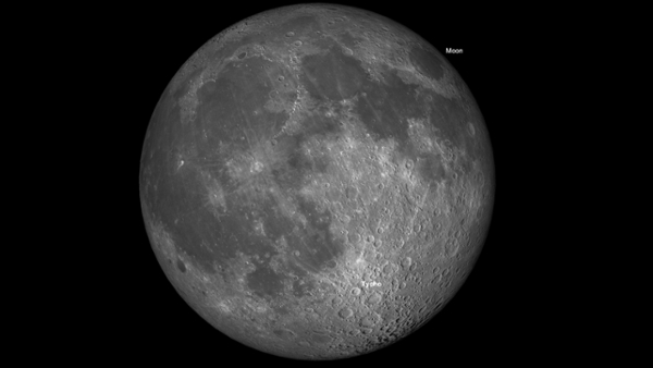 A graphic of the full moon is shown in a black sky.