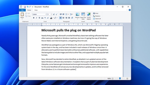 Microsoft says it's killing off WordPad in Windows