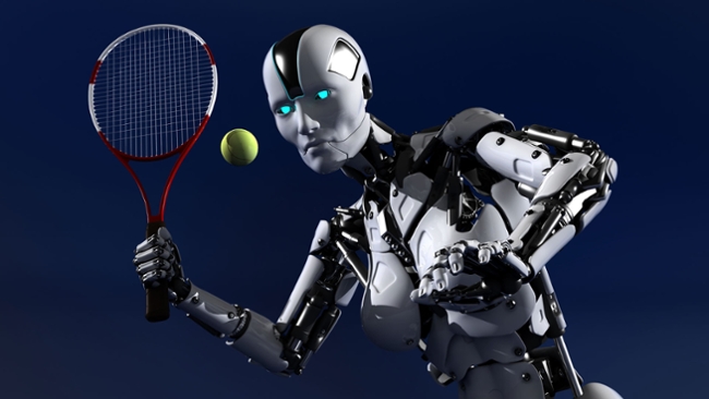 A robot playing tennis