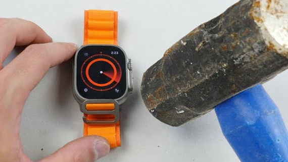 Here's the Apple Watch Ultra getting smashed to bits