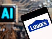 CHINA - 2023/11/03: In this photo illustration, the American retail company specializing in home improvement Lowe's (NYSE: LOW) logo seen displayed on a smartphone with an Artificial intelligence (AI) chip and symbol in the background. (Photo Illustration by Budrul Chukrut/SOPA Images/LightRocket via Getty Images)