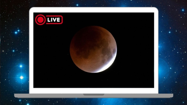 an image of a red moon on a laptop screen
