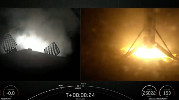 SpaceX launches 52 Starlink satellites, lands rocket at sea