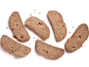 Slices of Sprouted Wheat Bread isolated on white background. Wheat artisan bread