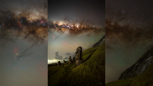 Milky Way swirls over Easter Island in stunning photo