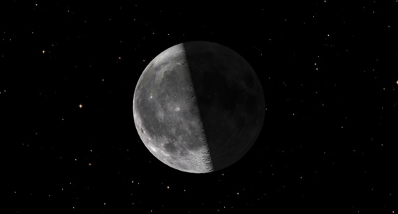 Watch the half-lit last quarter moon in the night sky tonight