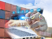 Industrial container yard for logistics business, import-export management concept and AI system