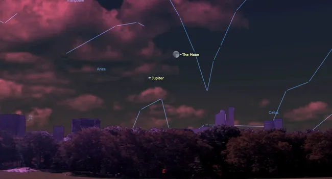 See the nearly full moon and Jupiter tonight