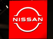 NEW YORK, NEW YORK - APRIL 02: The logo of car manufacturer Nissan is seen at the New York Auto Show media day at the Jacob K. Javits Convention Center on April 02, 2026 in New York City. The 126th New York International Auto Show will have over 30 automotive manufacturers and around 700 cars, trucks and SUVs from mainstream, luxury and supercar brands. (Photo by Zamek/VIEWpress)