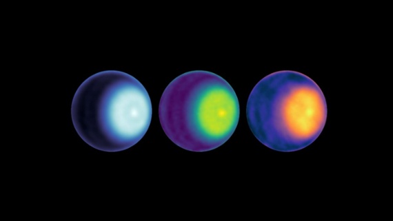 Stormy vortex on north pole of Uranus seen for 1st time
