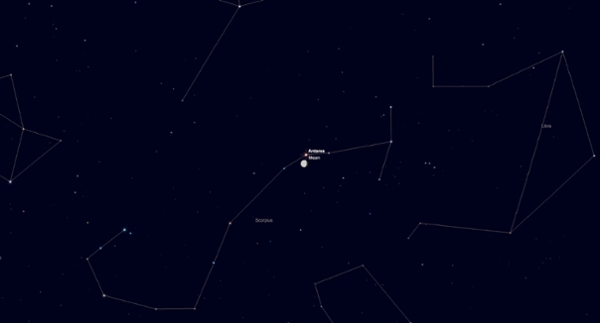 Monday, April 6: Moon near Antares 