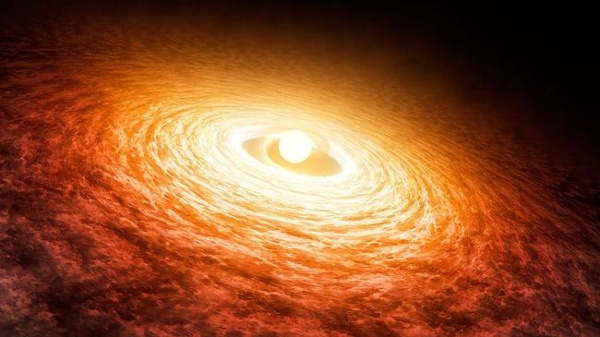 Hubble peeks planet-forming disk 3x hotter than the sun's