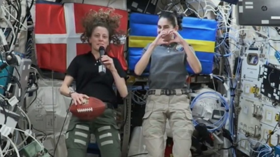 ISS astronauts toss football in orbit for Super Bowl 2024