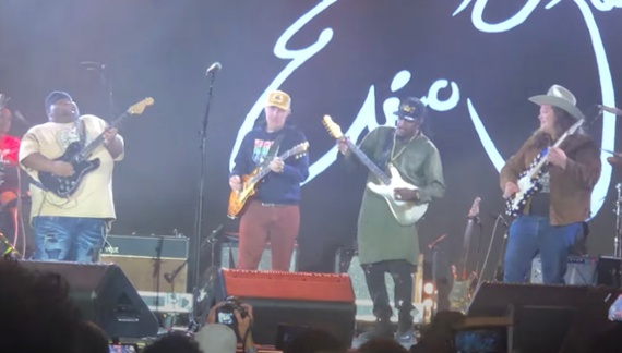 Watch Eric Gales, Christone "Kingfish" Ingram, Joe Bonamassa, and Marcus King preview 2023's star-studded Crossroads Festival with an incendiary Red House cover