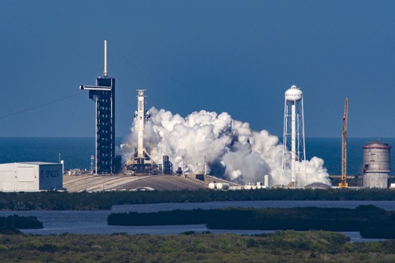 SpaceX fires up Falcon Heavy rocket for Saturday launch