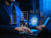 Businessman using AI-powered software on laptop for automated resume screening and candidate selection. Concept of artificial intelligence in HR tech, AI recruitment analytics and digital hiring.