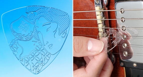 Researchers have created a glass pick that promises to harness harmonics that 