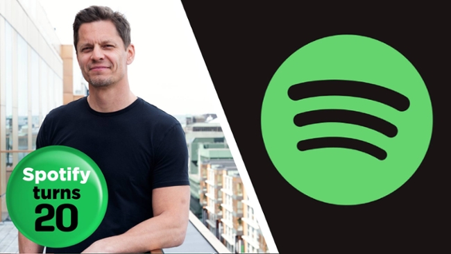 Spotify's Sten Garmark and the Spotify logo