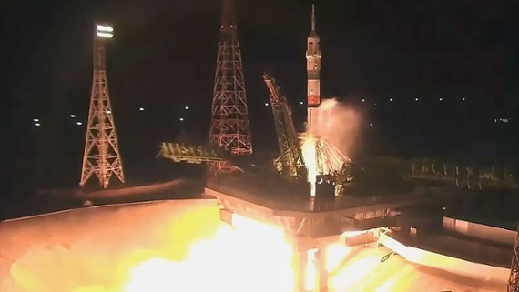 Russian rocket launches 3 astronauts to ISS