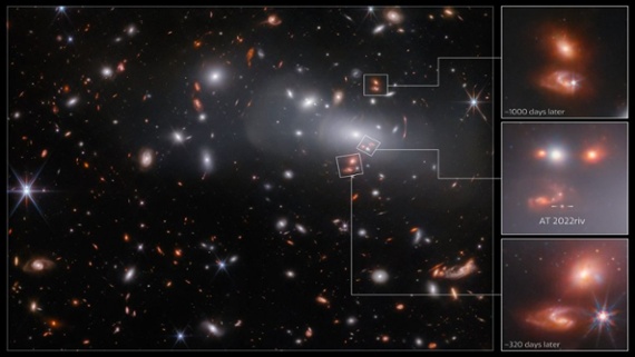 Webb telescope 'sees triple' with help from Einstein