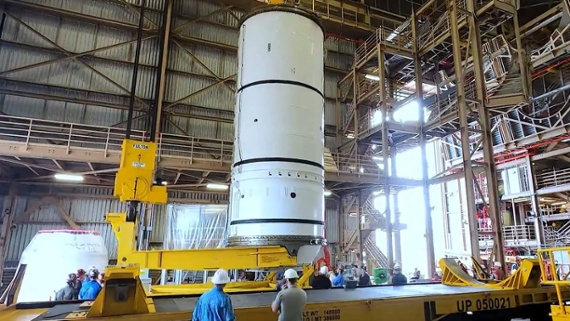 Watch NASA assemble Artemis 2 moon rocket boosters