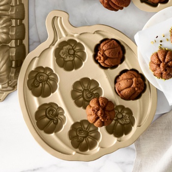 Grid 2, 3/ WILLIAM SONOMA, Nordic Ware Pumpkin Bitelet Pan, $49.95