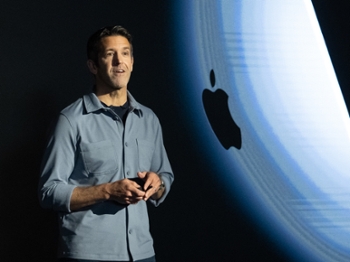 John Ternus on stage at an Apple event in 2026.