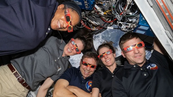 In space and on Earth, astronauts will view the April 8 solar eclipse