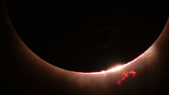 Massive explosions may be visible during totality