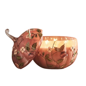 Handpainted Pumpkin Glass Candle, Anthropologie