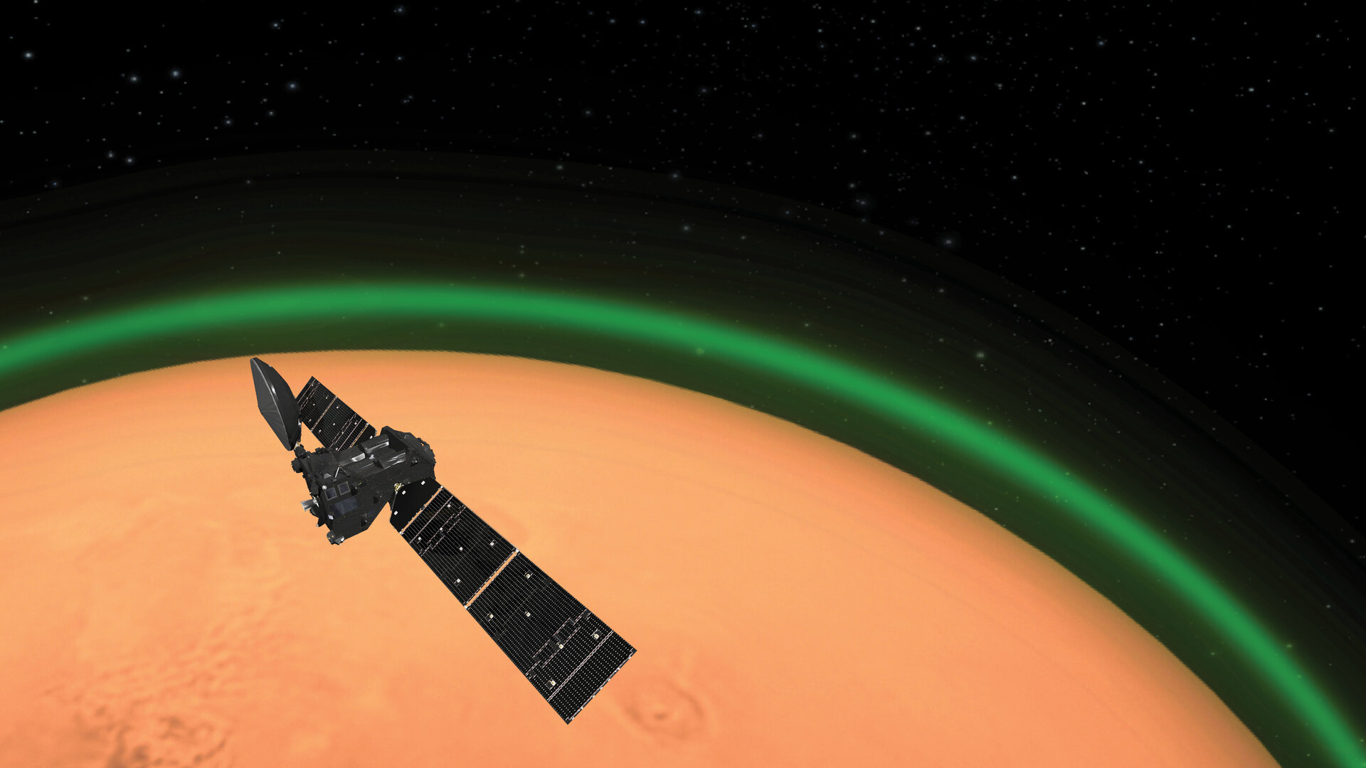 Mars probe sees green glow on Red Planet