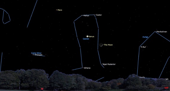 Watch the moon, Venus and Mars dance together this week