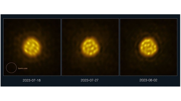 Bubbling surface of a distant star captured on video