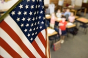 American flag in classroom