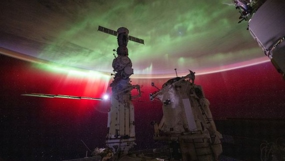 ISS images showcase auroras, moon and space station